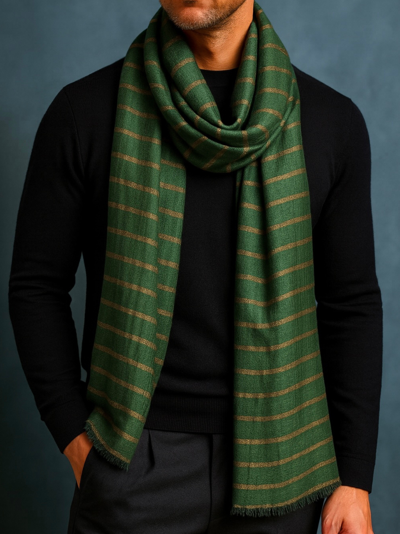 Emerald Gold Stripe Stole